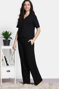 Zivame 2 Mile Fashion Knit Cotton Loungewear Set - Black Beauty — thumbnail 3